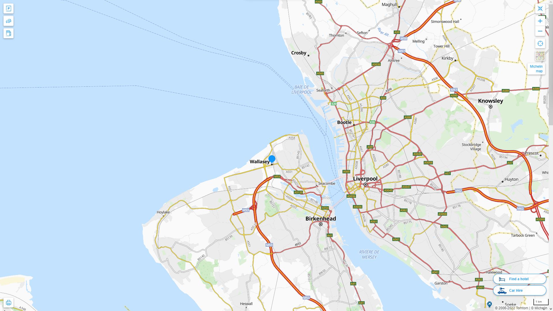 Wallasey Royaume Uni Autoroute et carte routiere